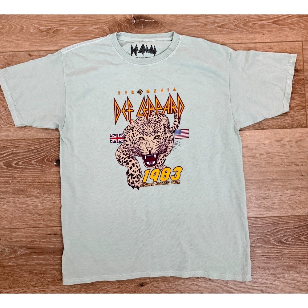 Def Leppard Kids Graphic T-Shirt 11/12 Blue Gray Leopard Print NWOT